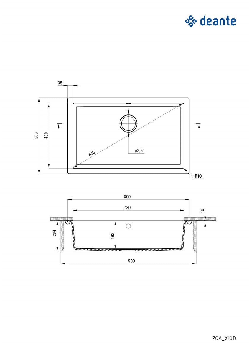 Deante Corda Granitspülbecken, 1-Becken, Unterbau Anthrazit Metallic