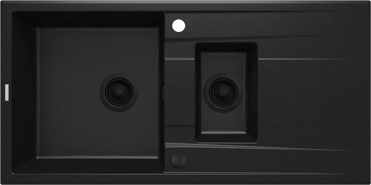 Deante Eridan Granitspülbecken, 1.5-Becken mit Abtropffläche Nero