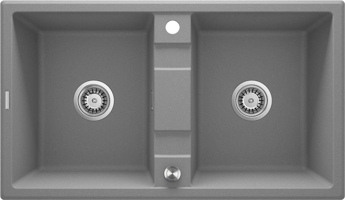 Deante Eridan Granitspülbecken, 2 - Becken Grau metallic
