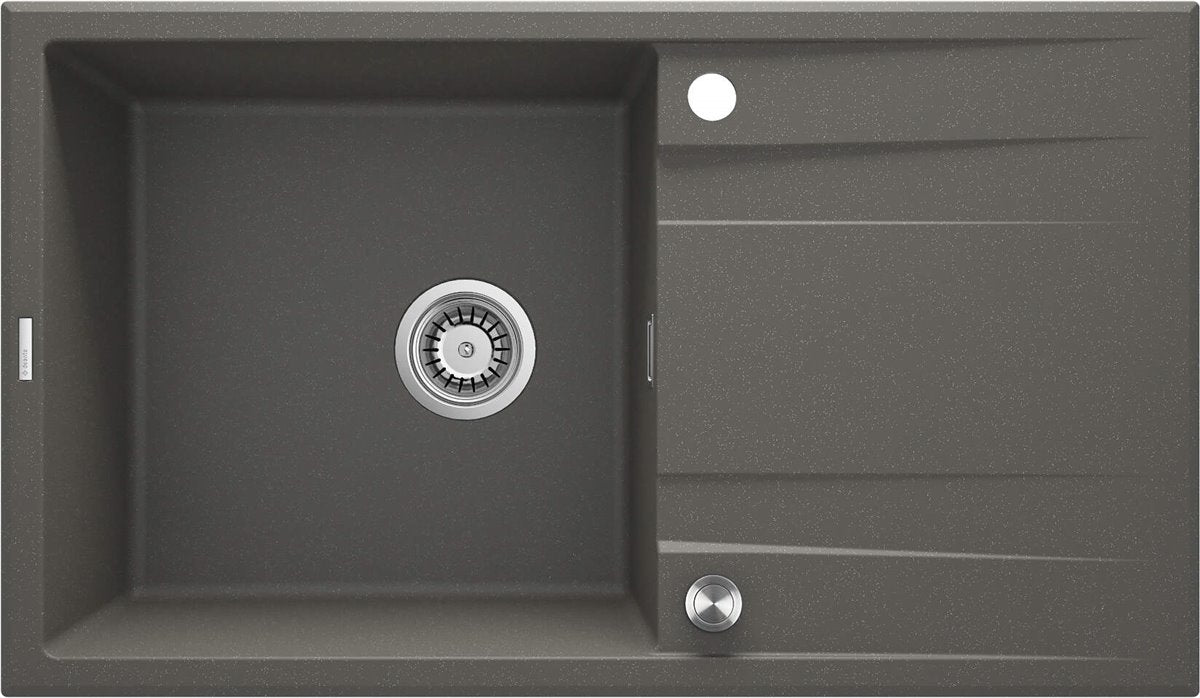 Deante Eridan Granitspülbecken, 1-Becken mit Abtropffläche Anthrazit Metallic