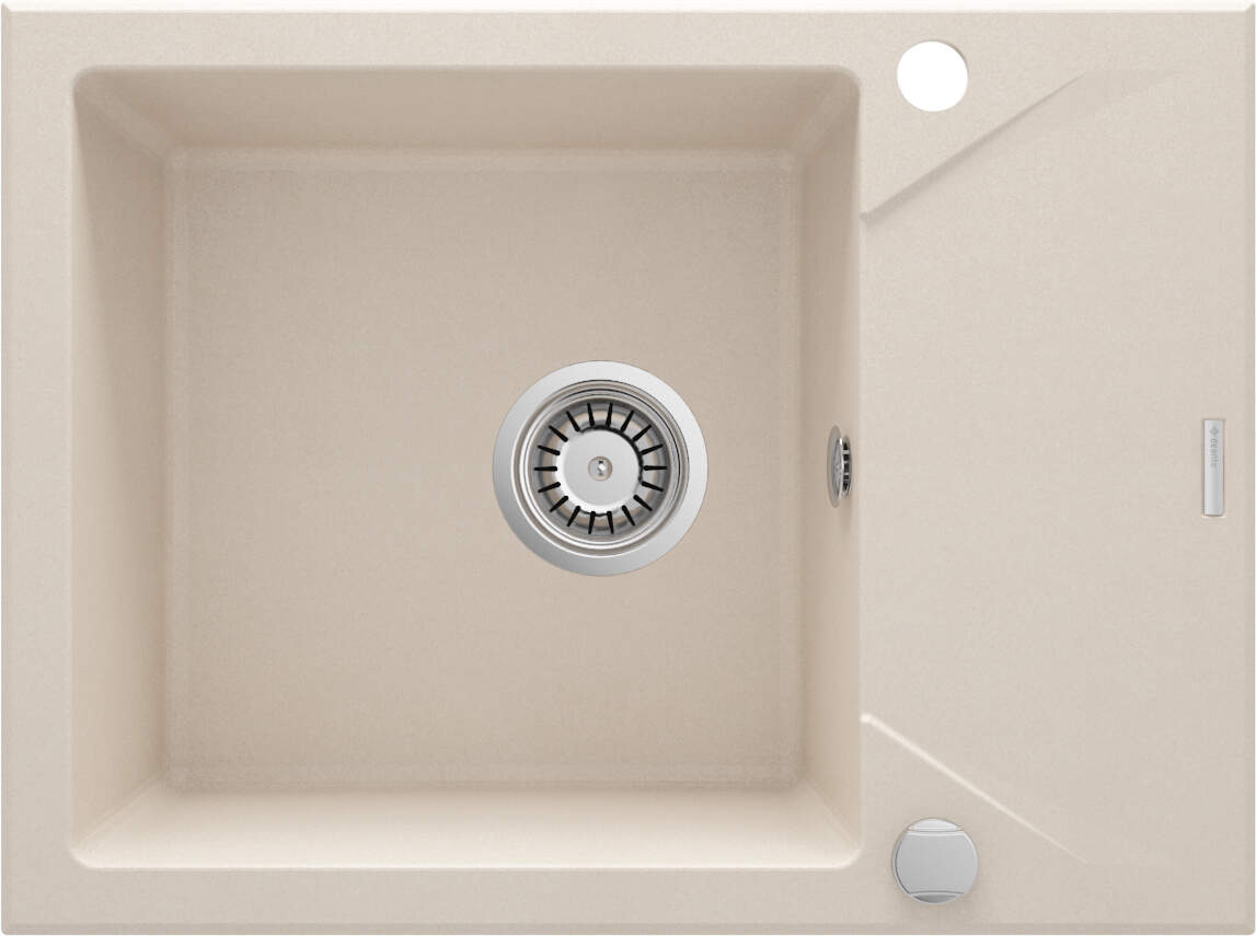Deante Evora Granitspülbecken, 1-Becken mit Abtropffläche beige