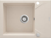 Deante Evora Granitspülbecken, 1-Becken mit Abtropffläche beige