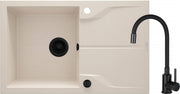 Deante Andante Granitspülbecken mit Armatur, 1-Becken mit Abtropffläche beige