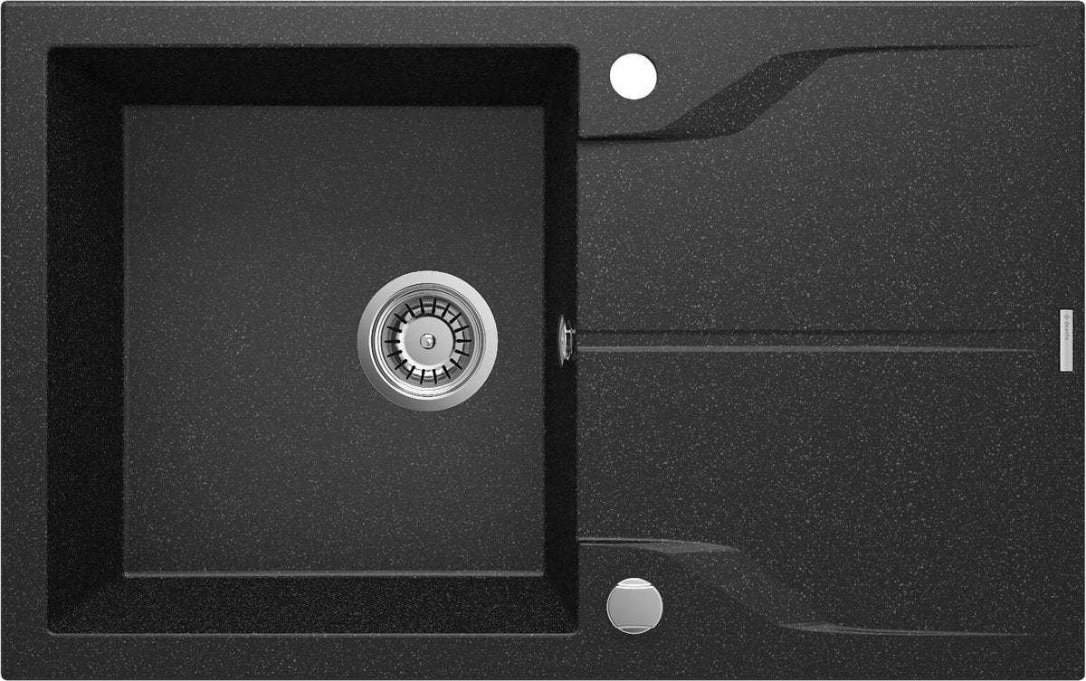 Deante Andante Granitspülbecken, 1-Becken mit Abtropffläche Graphit
