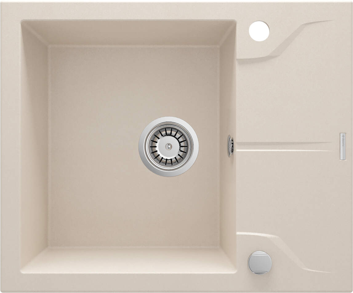 Deante Andante Granitspülbecken, 1-Becken mit Abtropffläche beige