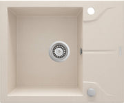 Deante Andante Granitspülbecken, 1-Becken mit Abtropffläche beige