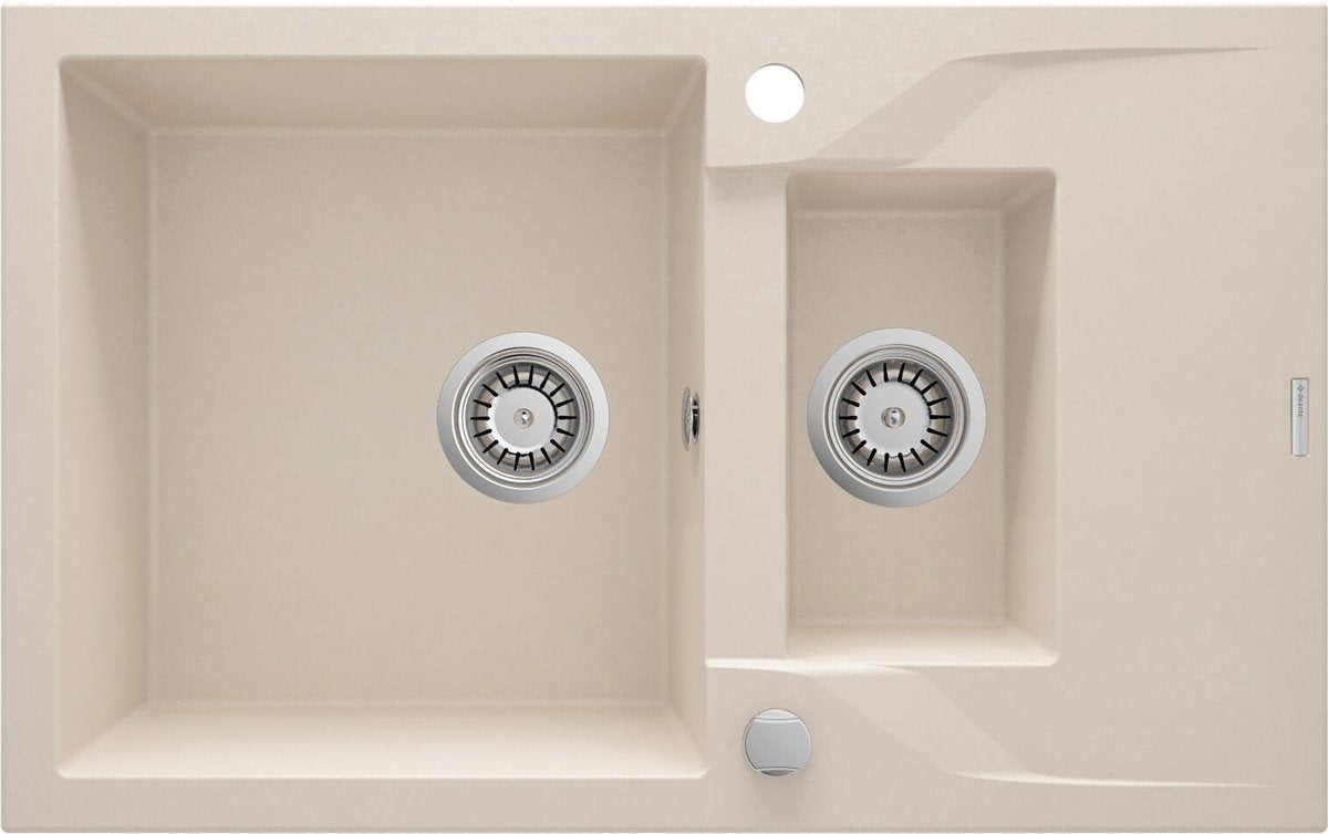 Deante Andante Granitspülbecken, 1.5-Becken mit Abtropffläche beige