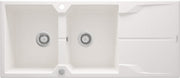 Deante Andante Granitspülbecken, 2-Becken mit Abtropffläche Alabaster