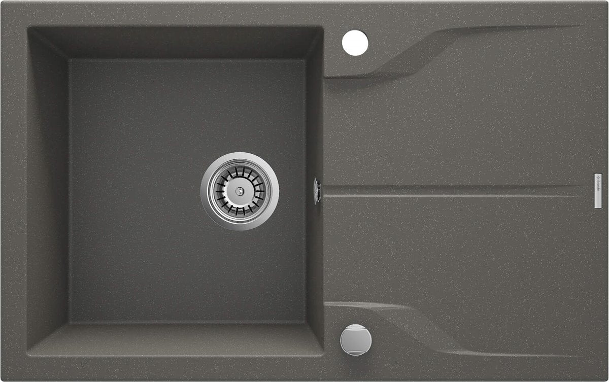 Deante Andante Granitspülbecken, 1-Becken mit Abtropffläche Anthrazit Metallic