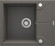 Deante Andante Granitspülbecken, 1-Becken mit Abtropffläche Anthrazit Metallic