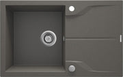 Deante Andante Flush Granitspülbecken, 1-Becken mit Abtropffläche - Flächenbündige Montage Anthrazit