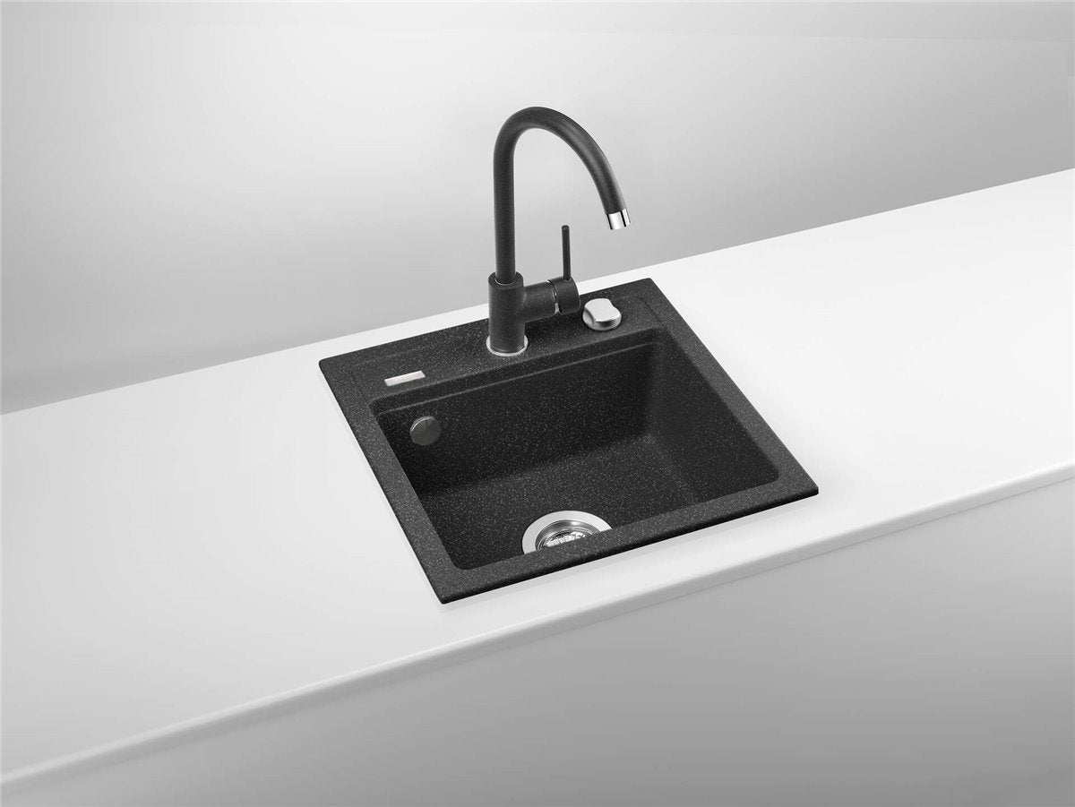 Deante Zorba Granitspülbecken mit Armatur, 1-Becken Graphit