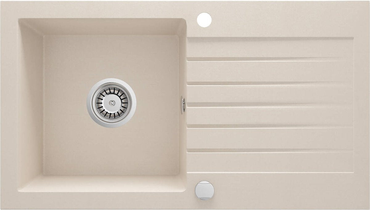 Deante Zorba Granitspülbecken, 1-Becken mit Abtropffläche beige