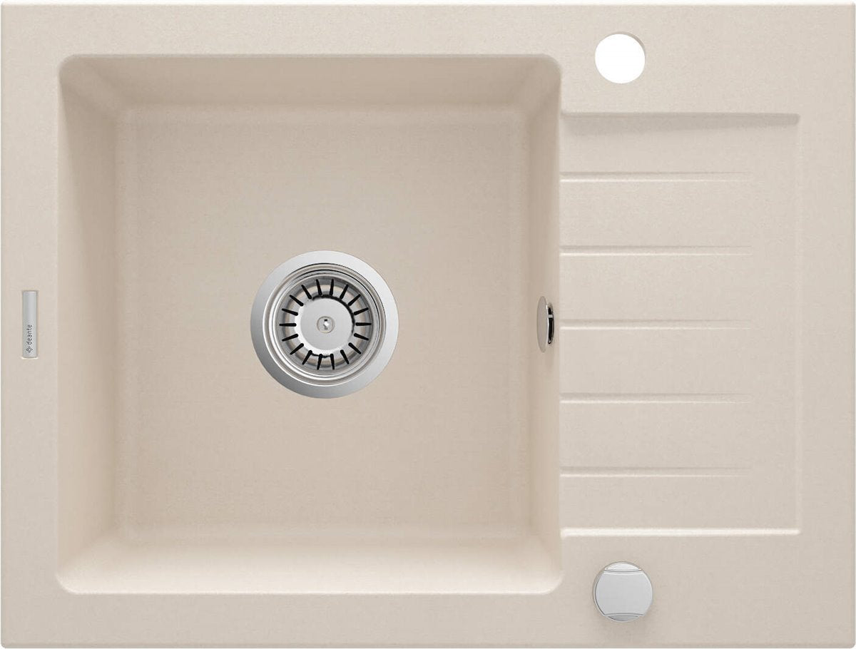 Deante Zorba Granitspülbecken, 1-Becken mit Abtropffläche beige