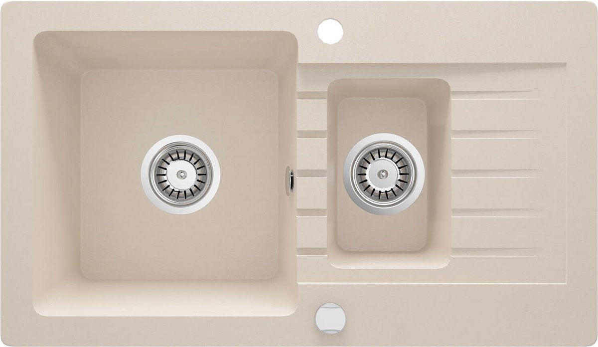 Deante Zorba Granitspülbecken, 1.5-Becken mit Abtropffläche beige
