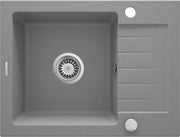 Deante Zorba Granitspülbecken, 1-Becken mit Abtropffläche Grau metallic