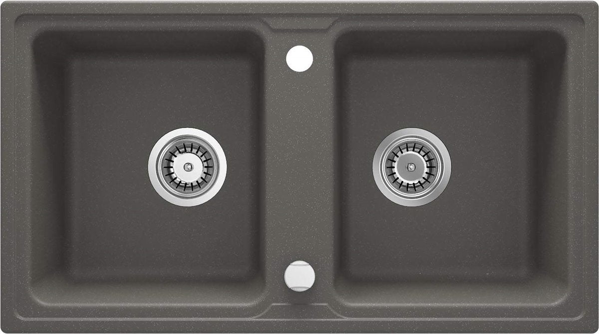 Deante Zorba Granitspülbecken, 2 - Becken Anthrazit metallic