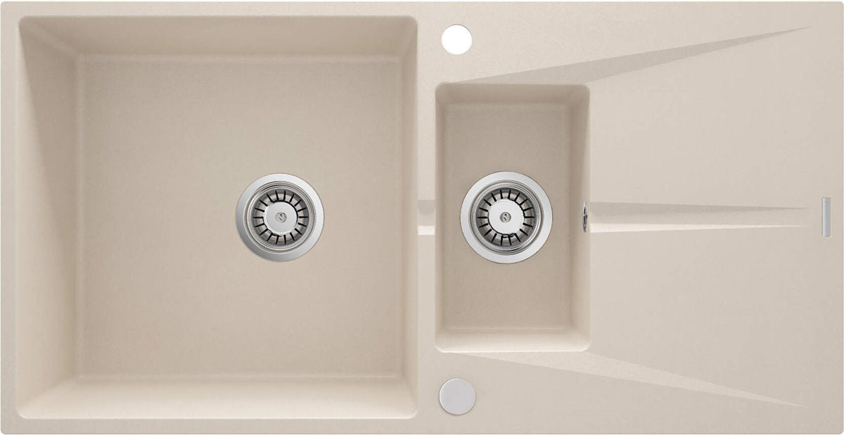 Deante Corio Granitspülbecken, 1.5-Becken mit Abtropffläche beige