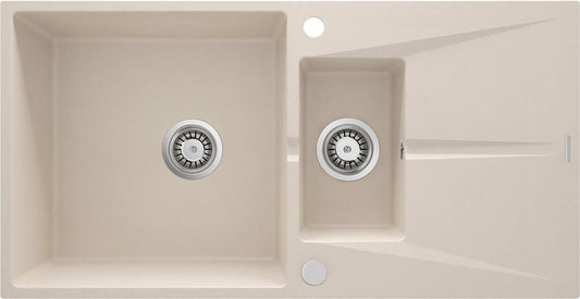 Deante Corio Granitspülbecken, 1.5-Becken mit Abtropffläche beige