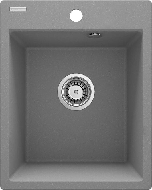 Deante Corio Granitspülbecken, 1-Becken Grau metallic