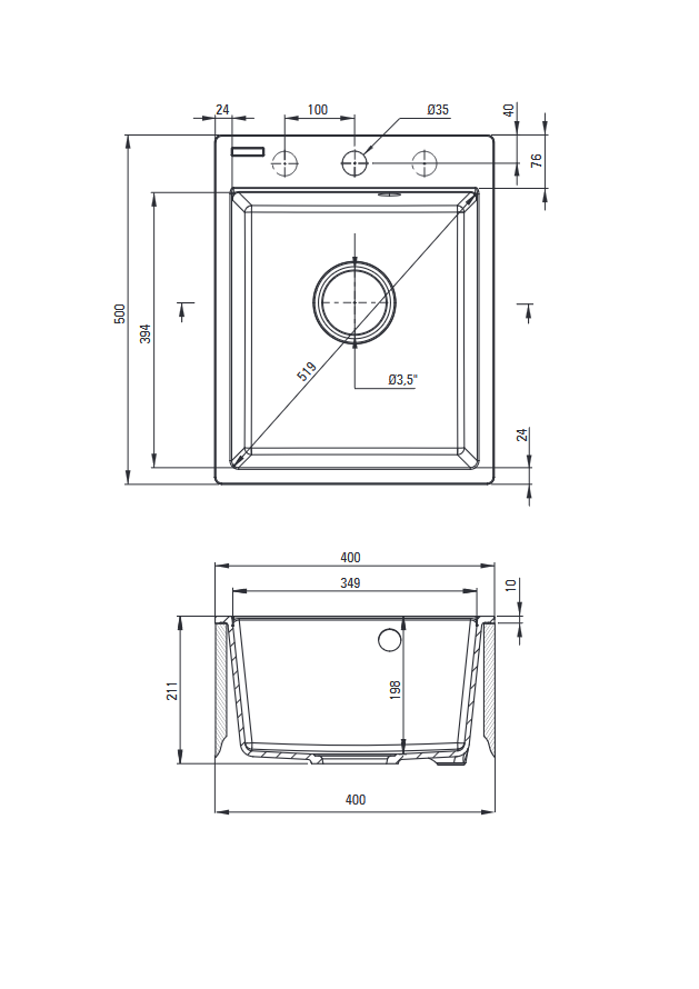 Deante Corio Granitspülbecken, 1-Becken Graphit