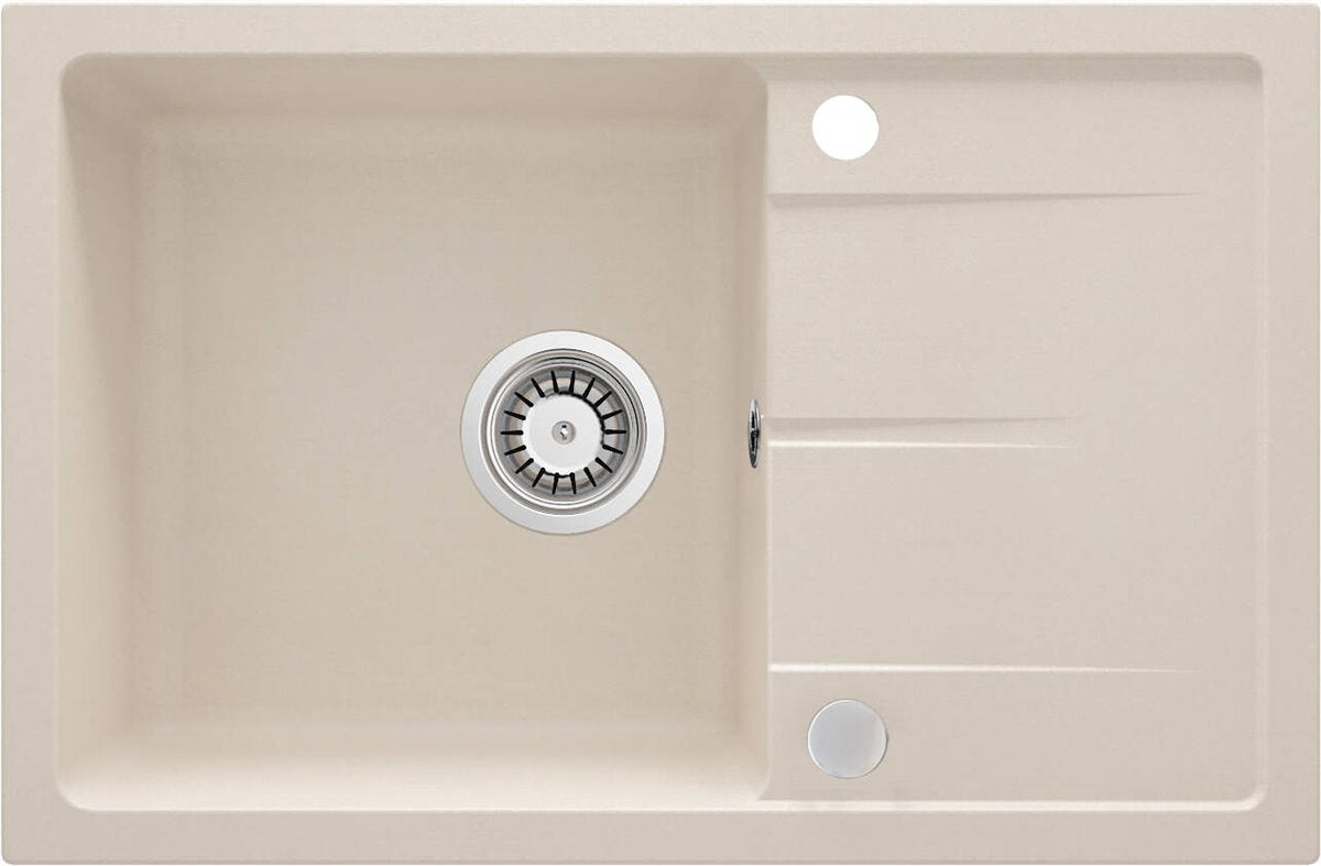 Deante Leda Granitspülbecken, 1-Becken mit Abtropffläche beige