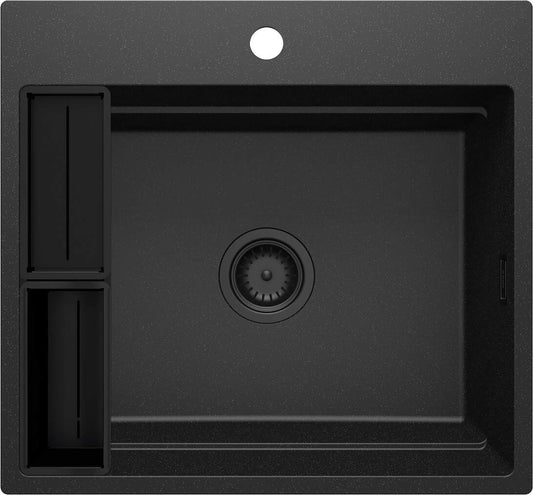 Deante Magnetic Magnetic-Granitspülbecken, 1-Becken Graphit Metalic