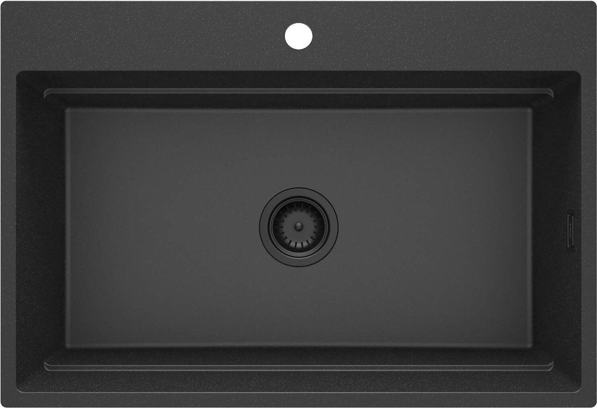 Deante Magnetic-Granitspülbecken, 1-Becken Graphit Metallic