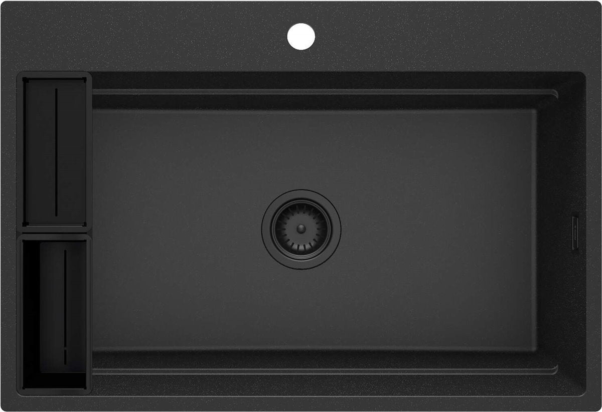 Deante Magnetic-Granitspülbecken, 1-Becken Graphit Metallic