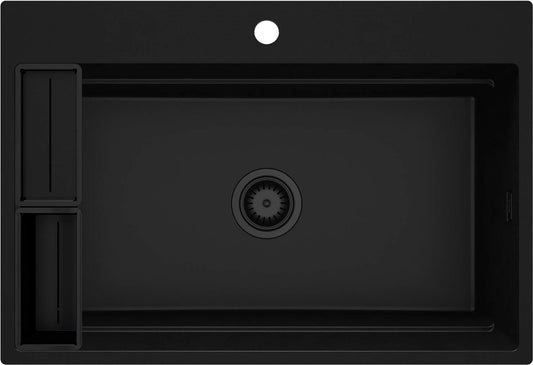 Deante Magnetic Magnetic-Granitspülbecken, 1-Becken Nero