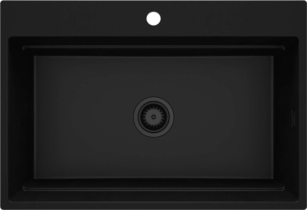 Deante Magnetic Magnetic-Granitspülbecken, 1-Becken Nero