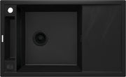 Deante Magnetic Magnetic-Granitspülbecken, 1-Becken mit Abtropffläche Nero