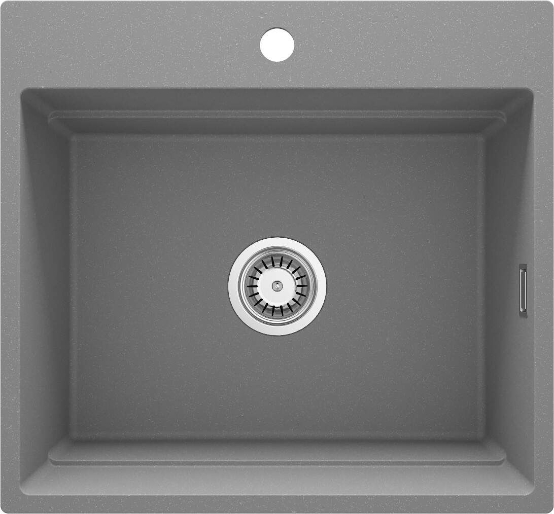 Deante Magnetic Magnetic-Granitspülbecken, 1-Becken Grau metallic