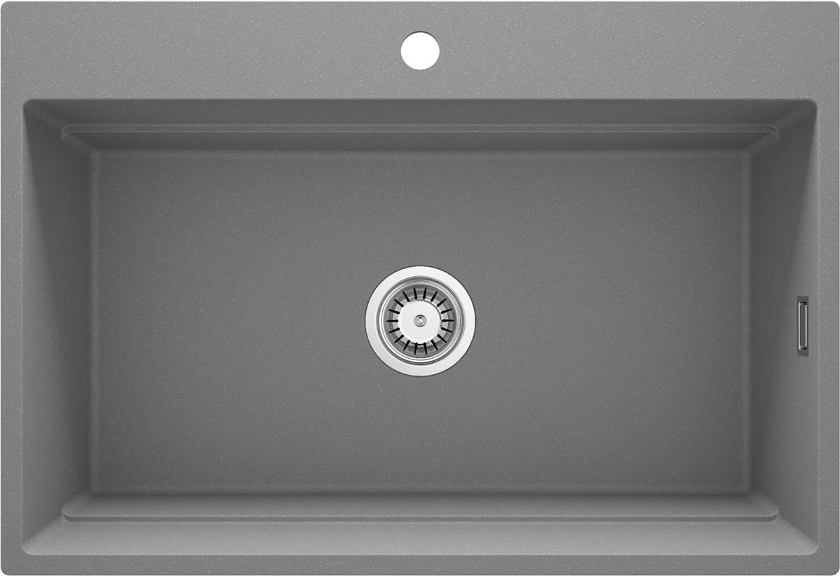 Deante Magnetic Magnetic-Granitspülbecken, 1-Becken Grau metallic