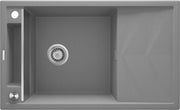 Deante Magnetic Magnetic-Granitspülbecken, 1-Becken mit Abtropffläche Grau metallic