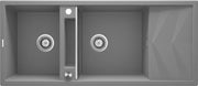 Deante Magnetic-Granitspülbecken, 2-Becken mit Abtropffläche Grau metallic