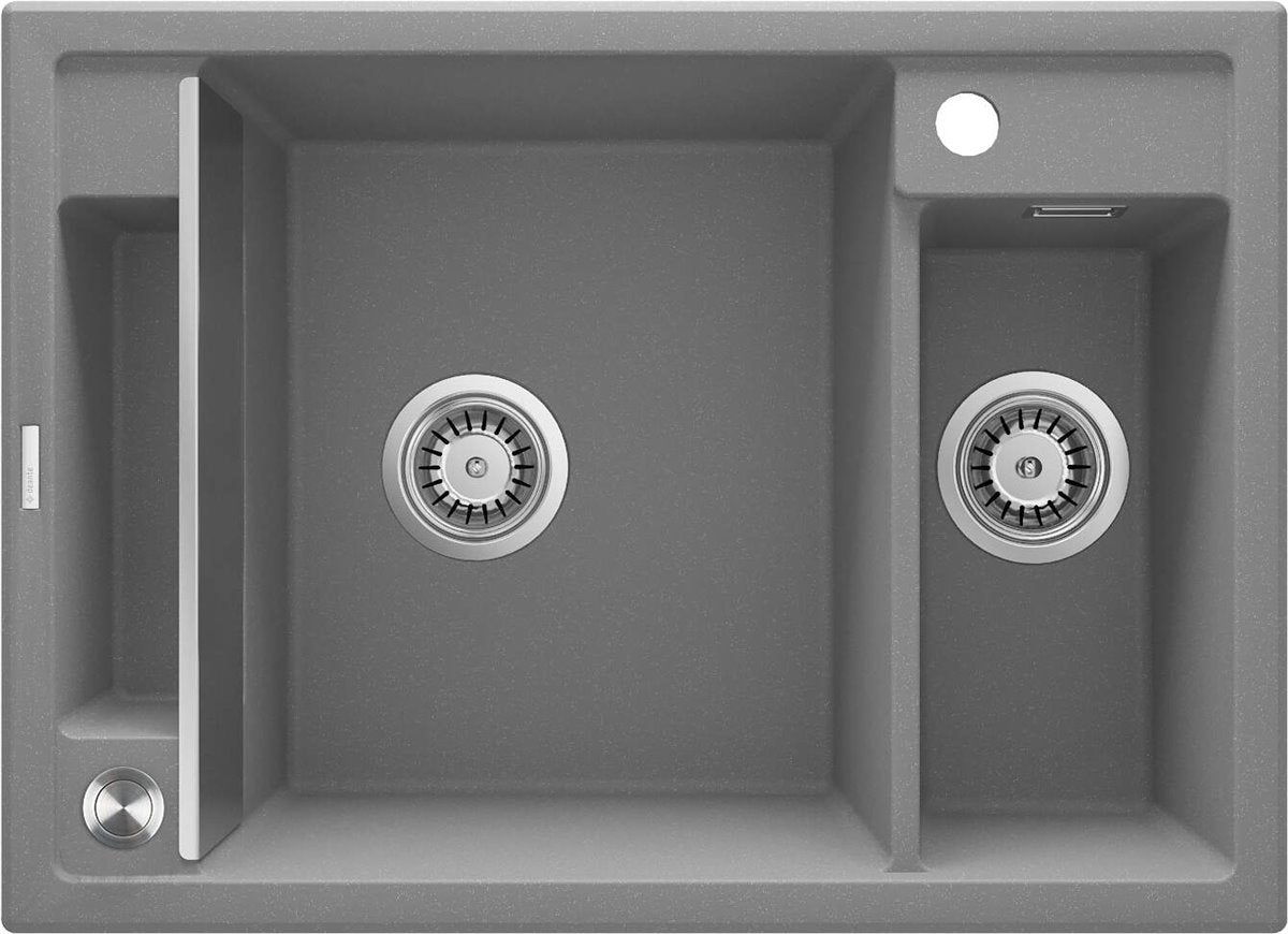 Deante Magnetic Magnetic-Granitspülbecken, 1.5 Becken Grau metallic