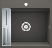 Deante Magnetic Magnetic-Granitspülbecken, 1-Becken Anthrazit Metallic
