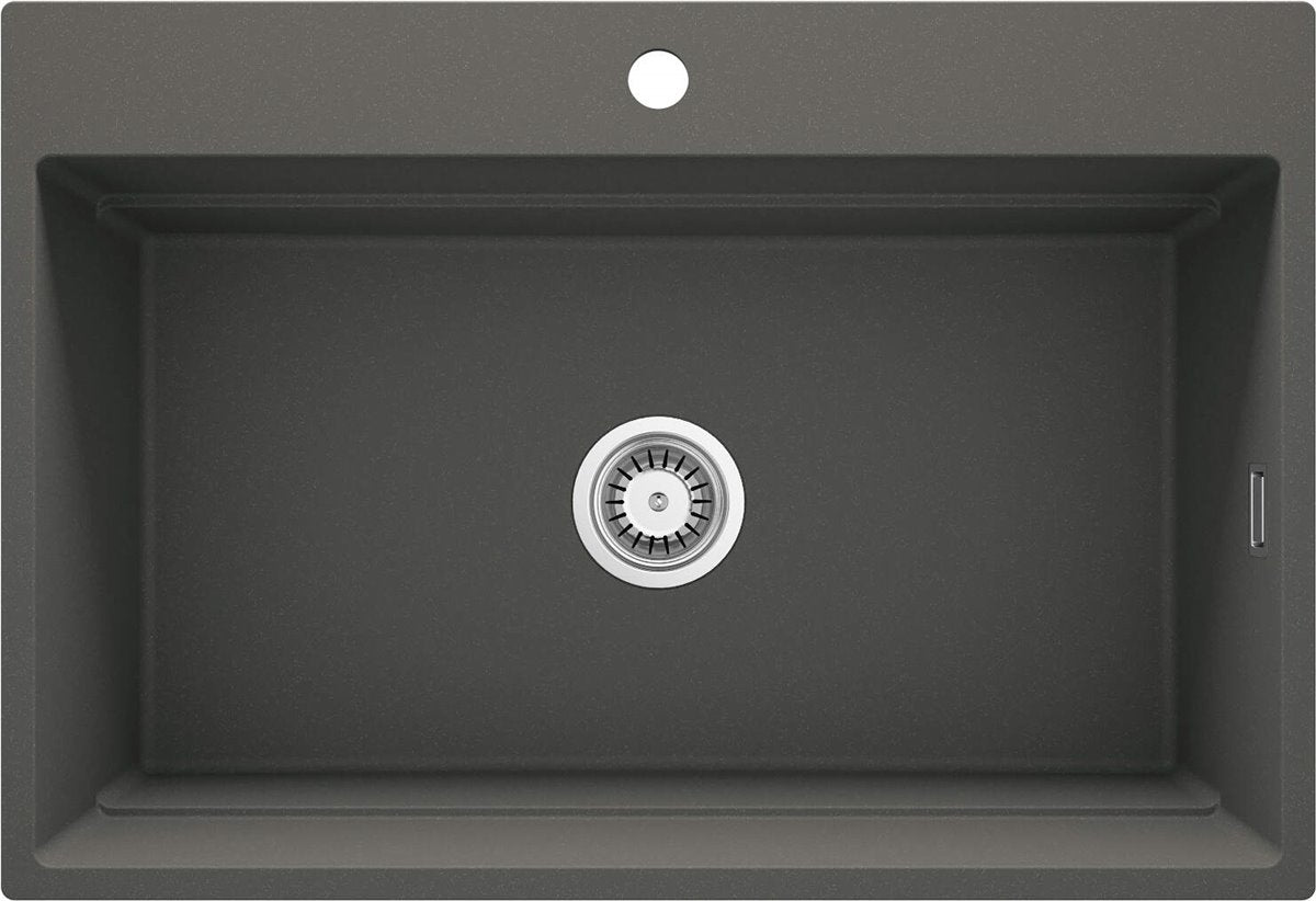 Deante Magnetic Magnetic-Granitspülbecken, 1-Becken Anthrazit Metallic