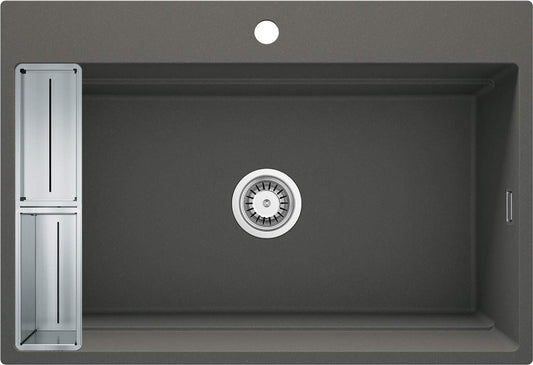 Deante Magnetic Magnetic-Granitspülbecken, 1-Becken Anthrazit Metallic