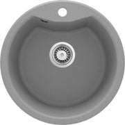 Deante Solis Granitspülbecken, 1-Becken Grau metallic