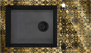 Deante Capella Precious Glas-Granit-Spüle, 1-Becken mit Abtropffläche Grafik, Graphit Metallic