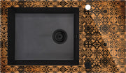 Deante Capella Precious Glas-Granit-Spüle, 1-Becken mit Abtropffläche Grafik, Graphit metallic