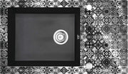 Deante Capella Precious Glas-Granit-Spüle, 1-Becken mit Abtropffläche Grafik, Graphit metallic