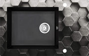 Deante Andante Glass Glas-Granit-Spüle, 1-Becken mit Abtropffläche Grafik, Graphit metallic