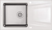 Deante Prime Granit-Stahlspülbecken, 1-Becken mit Abtropffläche Alabaster, Stahl
