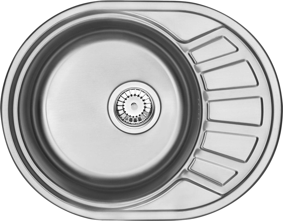 Deante Stock Stahlspülbecken, 1-Becken mit Abtropffläche Satin