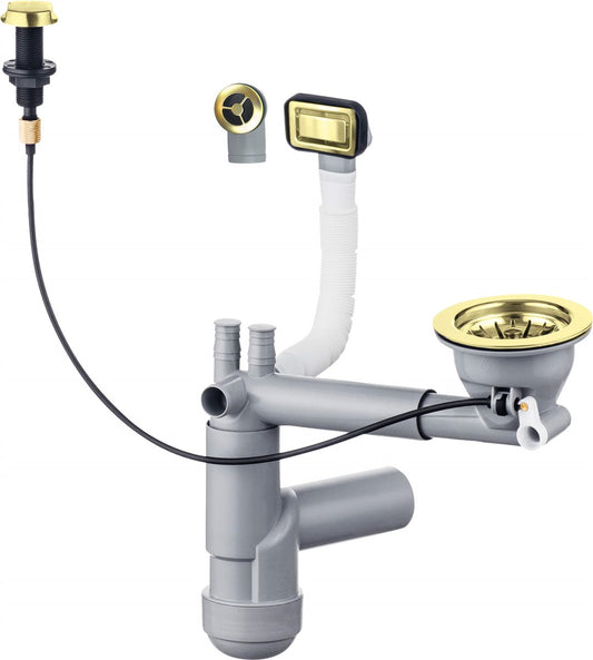 Deante Space-Saver Lux Siphon für Granitspülbecken, 1-Becken - Space Saver Gold