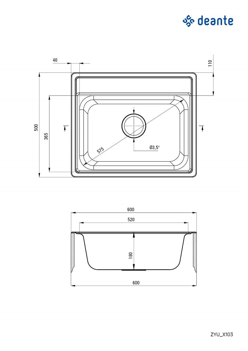 Deante Soul Stahlspülbecken, 1-Becken Satin