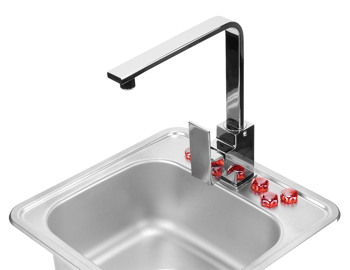 Deante Techno Stahlspülbecken, 2-Becken mit Abtropffläche Dekor